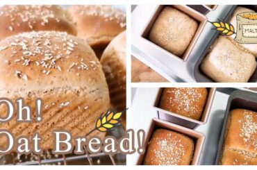 [OAT BREAD] Crusty outside & moist inside. Healthy bread made at home. Baking vlog.