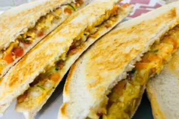 Cheesy Veg Sandwich Recipe | Easy 10-Minute Sandwich | Healthy Breakfast Sandwich | #shorts