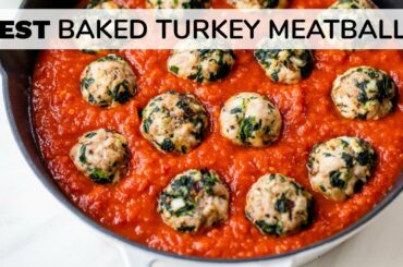 BEST BAKED TURKEY MEATBALLS | easy, healthy meatball recipe