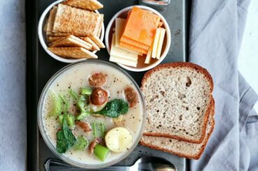 Healthy dinner Sausage Vegetable soup winter recipe how to beat the cold quick easy kitchen hack