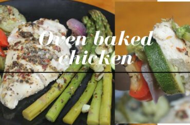 Oven baked Chicken with Asparagus | healthy dinner with chicken