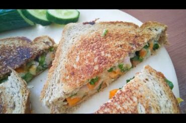 Cheesy Veg sandwich Recipe | Grilled Cheese Sandwich On A Pan | Cheese Sandwich | Simple Sandwhich