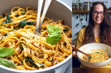 20 minute Spinach and Sun Dried Tomato Pasta | Easy Vegan Meals