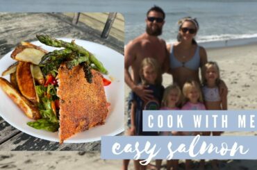 HEALTHY DINNER recipe with SALMON| family of 6 healthy dinner +cook with me