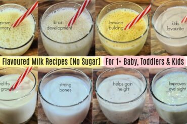 8 Flavoured Milkshake Recipes for 1+ babies & Toddlers | Healthy & Tasty | Weight gain Recipes