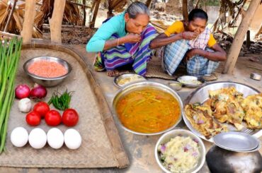 DRUMSTICK DAL CURRY,ALOO VORTA, ANDA FRY simple lunch recipe cooking and eating by our grandmothers