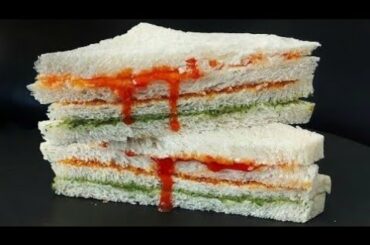 Layered Chutney Sandwich | Layered Sandwich | Tri Colour Sandwich | Healthy Sandwich