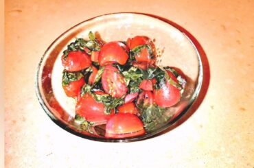 CHERRY TOMATOE SALAD With Basil Leaves  /Healthy Salad