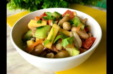 Tomato cucumber peanut mango salad | Healthy lunch idea for weight loss