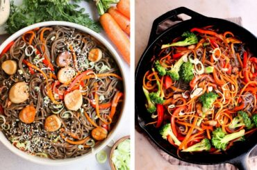Healthy Vegan Noodles | COLD soba noodle salad + HOT glass noodles