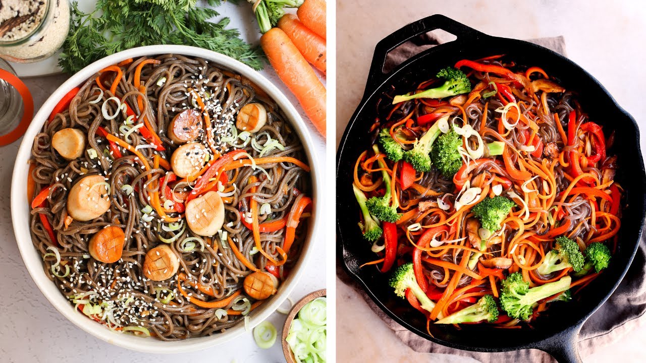 Healthy Vegan Noodles | COLD soba noodle salad + HOT glass noodles Healthy Vegan Noodles | COLD soba noodle salad + HOT glass noodles
