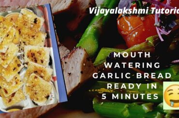 Healthy,Yummy Garlic bread#Packed with energy, ready within 5 minutes|| make only with 3 Ingredients