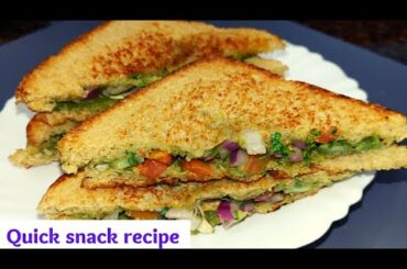 Quick snack recipe/Healthy breakfast-snack recipes/Tomato onion sandwich recipe/Sandwich Recipe