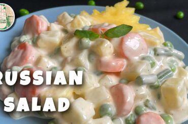 RUSSIAN SALAD RECIPE No Onion No Garlic | HEALTHY SALAD RECIPE | QUICK EASY SALAD | Sattvik Kitchen