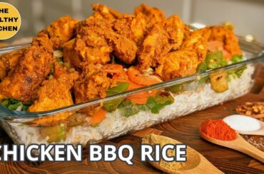 CHICKEN BBQ RICE & VEGETABLE PLATTER | BEST FOOD COMBO | LOW FAT LUNCH/DINNER | THK