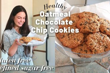 The BEST HEALTHY & LOW-CALORIE OATMEAL CHOCOLATE CHIP COOKIES RECIPE | Refined Sugar & Gluten Free!