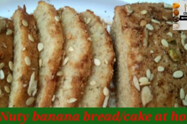 How to make nuty banana bread at home|Easy banana cake with cream chesse frosting|Cooking with taste