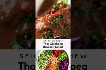 Spicy Cashew Thai Broccoli Chickpea Salad #healthylunch #shorts