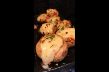 Cheesy stuffed mushrooms |Mouthwatering mushrooms | veg party starter | healthy snack recipe #shorts
