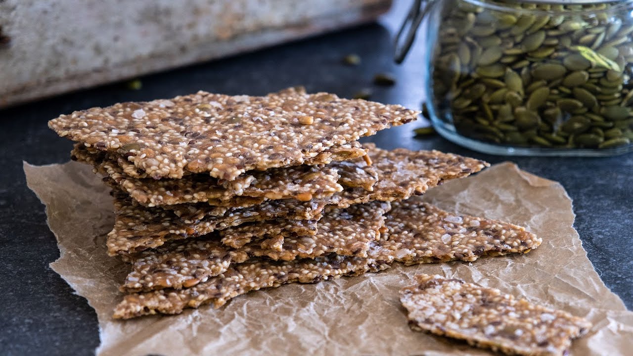 Gluten free seed crackers | Healthy, low carb crispy bread recipe Gluten free seed crackers | Healthy, low carb crispy bread recipe