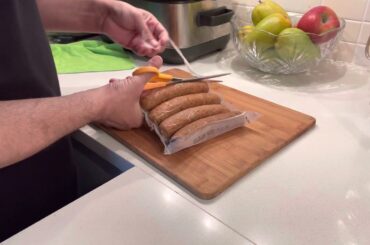 Quick healthy air fried Sausage and Salad Lunch