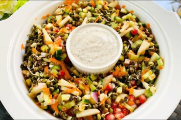 Easy Salad recipe | Mixed Veggies & Bean sprout salad | Lemon Yogurt salad dressing recipe |