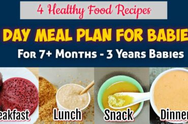 1 Day Meal Plan For Babies/ 4 Healthy Food Recipes/ Breakfast,Lunch,Snack & Dinner for babies