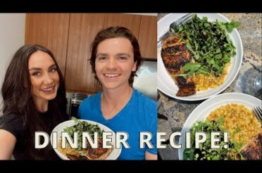 COOK DINNER W/ US | healthy recipe, only 3 ingredients, salmon dinner