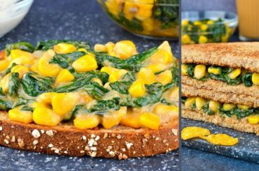 Spinach Corn Sandwich Without Cheese  //  Spinach Corn Sandwich Recipe Using White Sauce