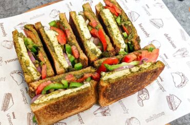 PESTO PANEER SANDWICH | HEALTHY PROTEIN RICH SANDWICH | FMG