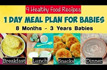 1 Day Meal Plan For Babies/ 8Months - 3Years Baby Food/ 4 Healthy Food Recipes/ Baby Food Ideas
