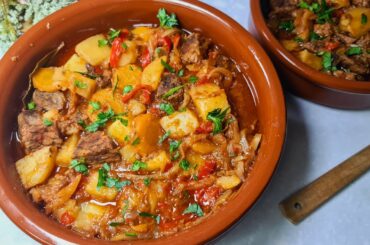 A delicious and healthy dinner recipe with beef meat and vegetables made at home