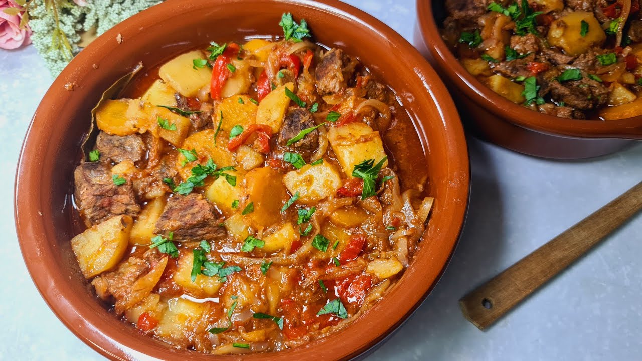 A delicious and healthy dinner recipe with beef meat and vegetables made at home A delicious and healthy dinner recipe with beef meat and vegetables made at home