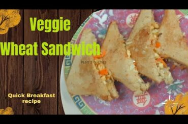 Veggie wheat sandwich/Simple & healthy breakfast/Healthy sandwich