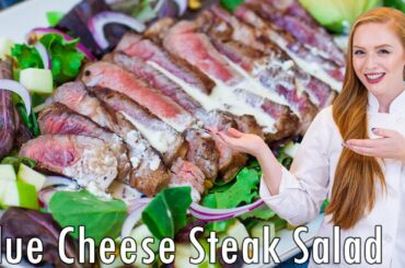 EASY Steak Salad Recipe with Blue Cheese Dressing, Apples & Avocado!!