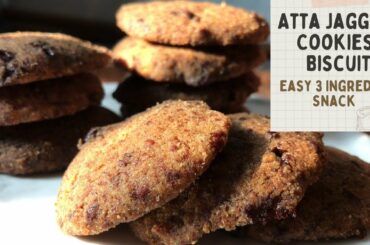 3 Ingredients Atta Gur Biscuits Recipe | How to Make Quick Healthy Whole Wheat Jaggery Cookies