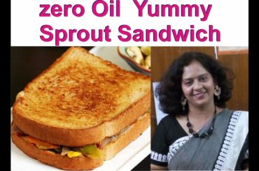 zero Oil Yummy Sprout Sandwich Recipe| How to make Healthy Sprouts Toast, Weight Loss Easy Breakfast