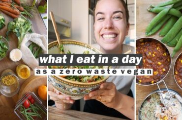 WHAT I EAT IN A DAY // vegan zero waste easy recipes + my daily trash reveal