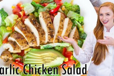 EASY Garlic Chicken Salad Recipe with Avocado, Corn & Peppers