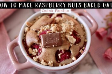 RASPBERRY, NUTS & CHOCOLATE BAKED OATS/ OATMEAL HEALTHY RECIPE AT HOME