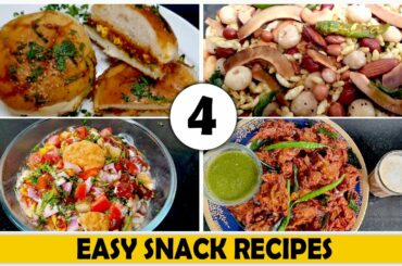 4 Easy Snacks Recipe | Quick Evening Snack Recipes | Healthy Snacks (Vegetarian)