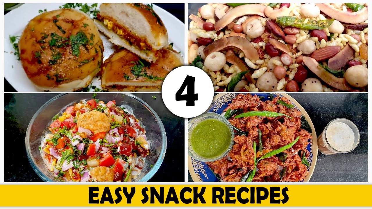 4 Easy Snacks Recipe | Quick Evening Snack Recipes | Healthy Snacks (Vegetarian) 4 Easy Snacks Recipe | Quick Evening Snack Recipes | Healthy Snacks (Vegetarian)