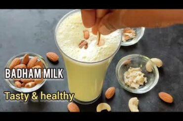 #InstantBadhamMilk# tasty ,easy and healthy Instant Homemade badham milk recipe just in 15 min||