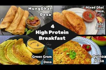 4 High Protein Breakfast Recipes || No Fermentation | Super Healthy Breakfast Ideas | Quick & Easy