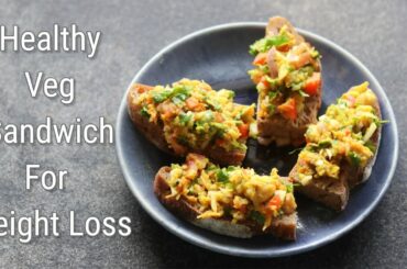 Oil Free Chana Sandwich For Weight Loss - High Protein Veg Sandwich Recipe | Skinny Recipes