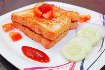 10 Min Sandwich - Bread Sandwich Recipe - Curnchy Cucumber Onion Tomato Toast- Bread Sandwich