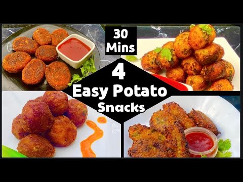 4 Easy Potato Snacks Recipe | Potato Starters | Quick and Easy Recipe in 30 mins| 4,Easy ways 4 Easy Potato Snacks Recipe | Potato Starters | Quick and Easy Recipe in 30 mins| 4,Easy ways
