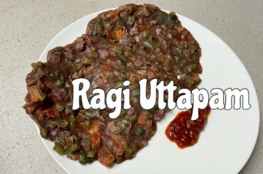 Ragi uttapam (Savory finger millet pancake)  quick & healthy breakfast recipe