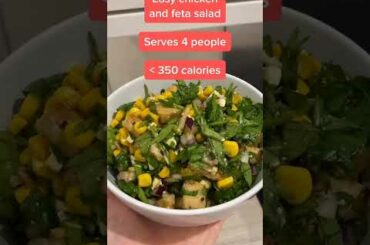 Easy chicken and feta salad recipe for less than 350 calories | healthy food | weight loss #shorts