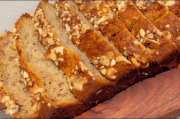 Healthy Banana Bread Recipe by #Perfectfood / Delicious & Healthiest Banana Bread with Nuts Topping.